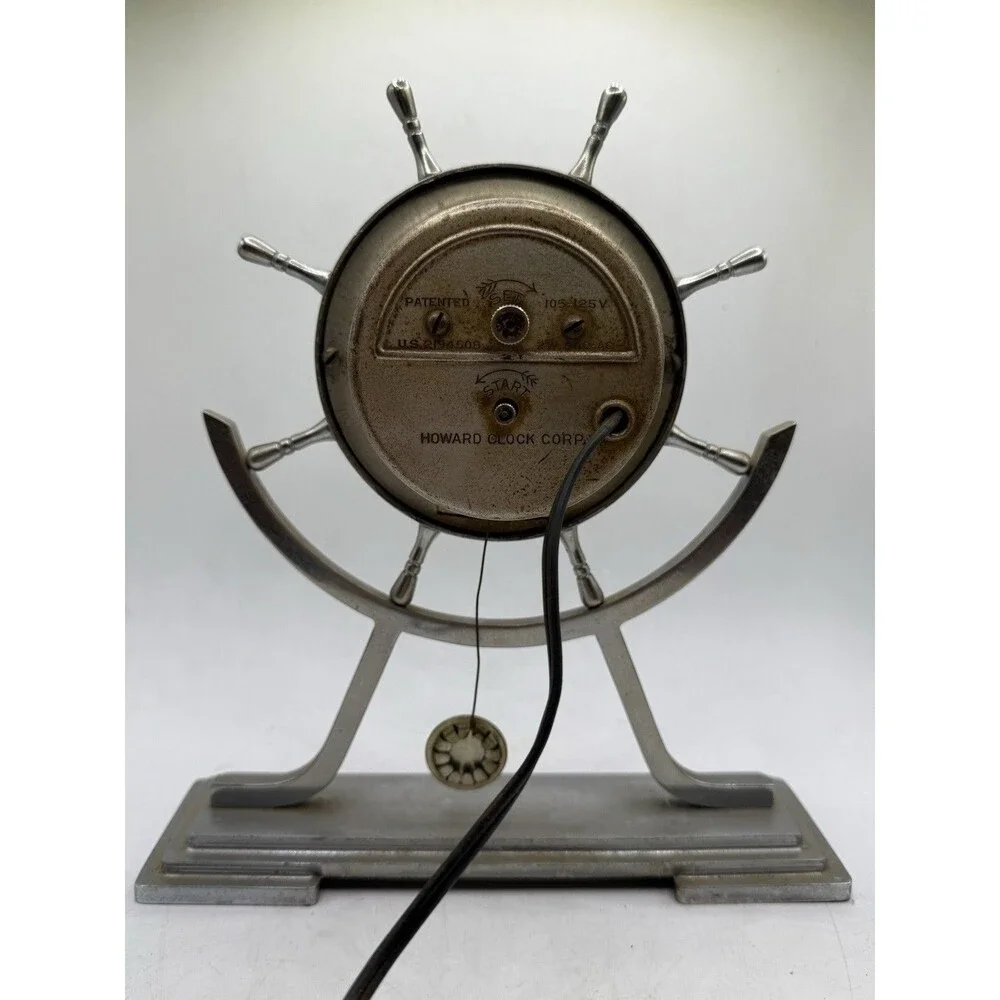 Vintage Howard Clock Corp Nautical Maritime Ships Wheel Electric Mantle Clock